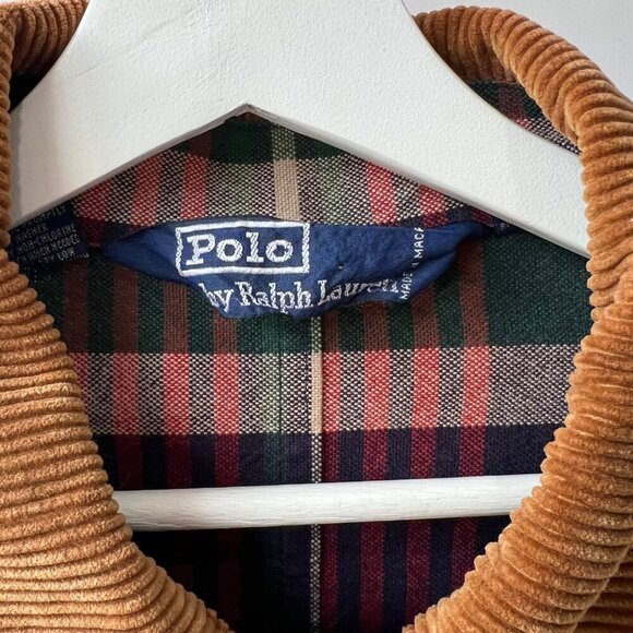 Polo Ralph Lauren Men vintage Plaid Chore / Hunting Jacket with Corduroy Collar - Picture 3 of 14
